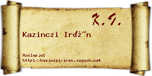 Kazinczi Irén névjegykártya