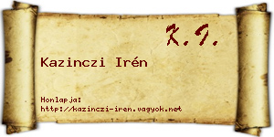 Kazinczi Irén névjegykártya